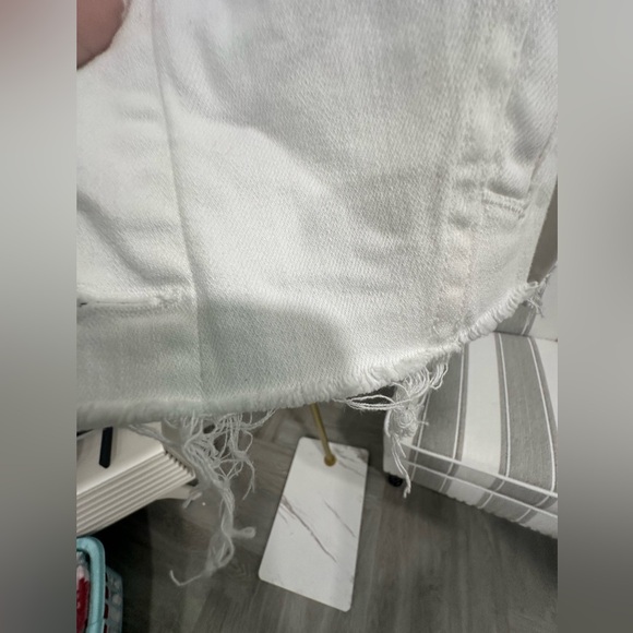 L'AGENCE $335 Janelle Denim Jean Jacket Raw Edge Blanc White - Picture 9 of 13